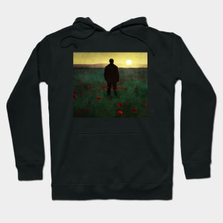 Man watching sunset in poppy field - never forget Hoodie